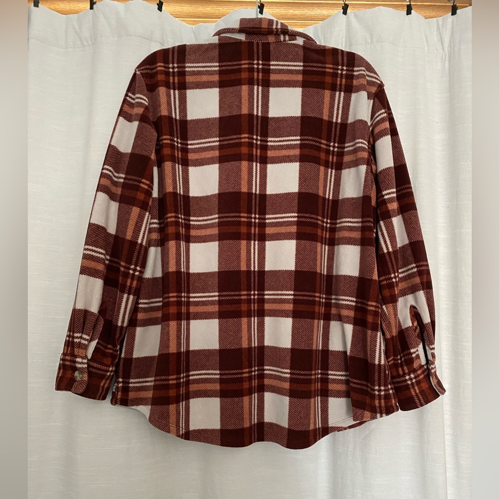 Eddie Bauer women’s flannel fleece shirt jacket LARGE - Picture 2 of 12